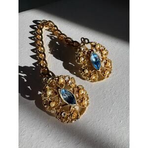 Vintage gold sweater guard with rhinestones